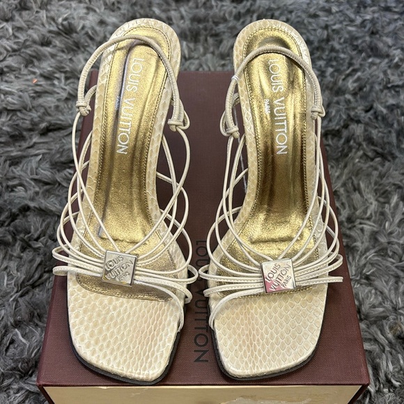 VINTAGE gold Louis Vuitton wedges - Picture 1 of 4
